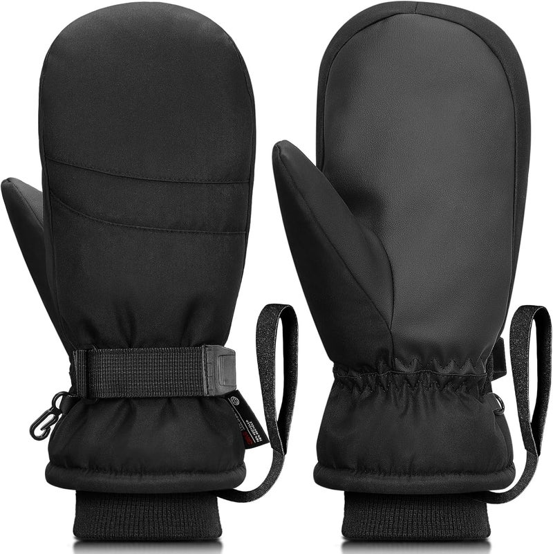 Odtmger Snow Mittens Waterproof Winter Ski Warm Cotton & Spray-Bonded Cotton Lined, Anti-Loss Rope for Parent Child - Image 1